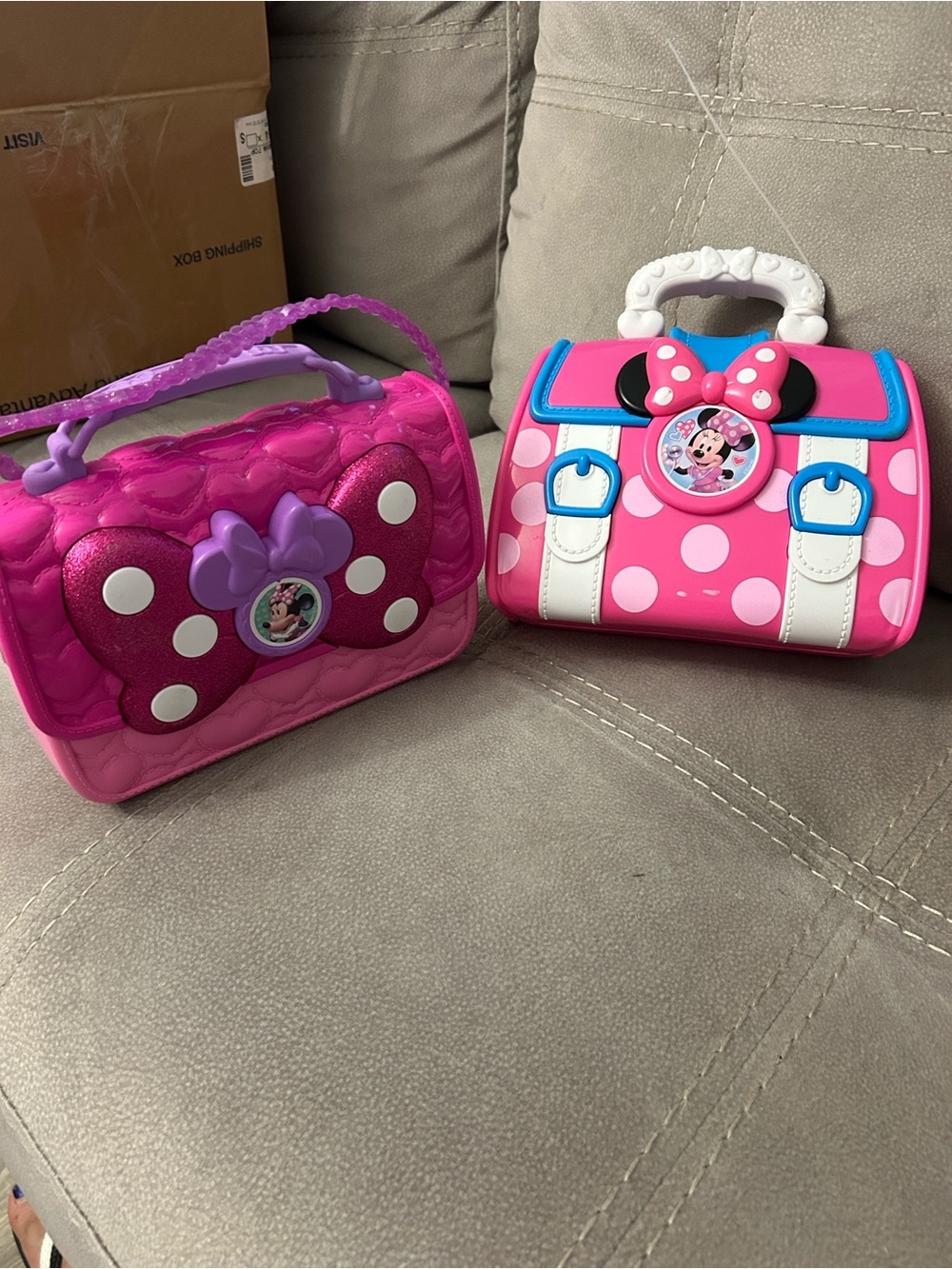 Bundle 2 Kids Pink Minnie Bow Play Purse - Cute Polka Dot Handbag